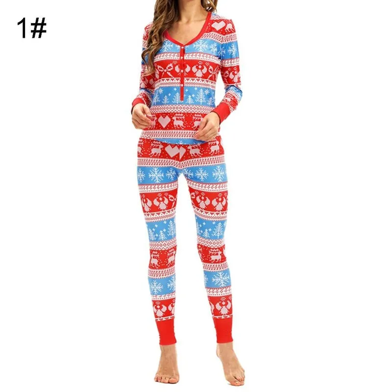 Christmas Pajamas Matching Family Pyjamas Women Pajamas Sets Top Pants Sets V-neck Soft Warm Printed Sets Sleepwear