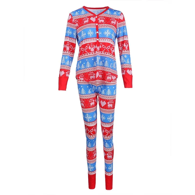 Christmas Pajamas Matching Family Pyjamas Women Pajamas Sets Top Pants Sets V-neck Soft Warm Printed Sets Sleepwear