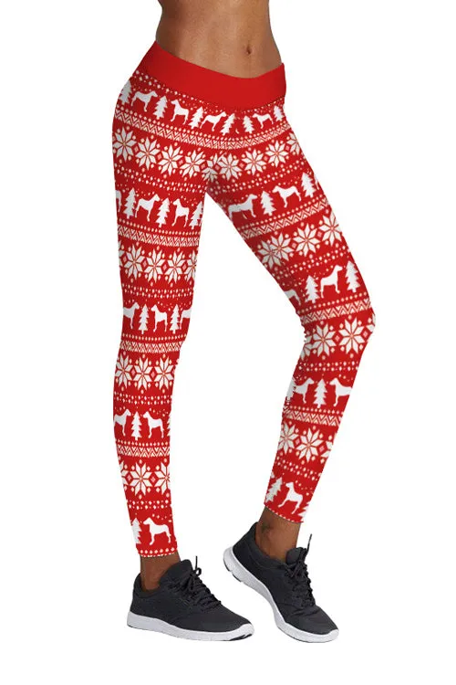 Christmas Snowflake Print Sports Pants