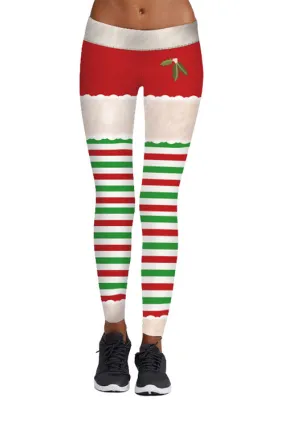 Christmas Stripe Print Sports Pants