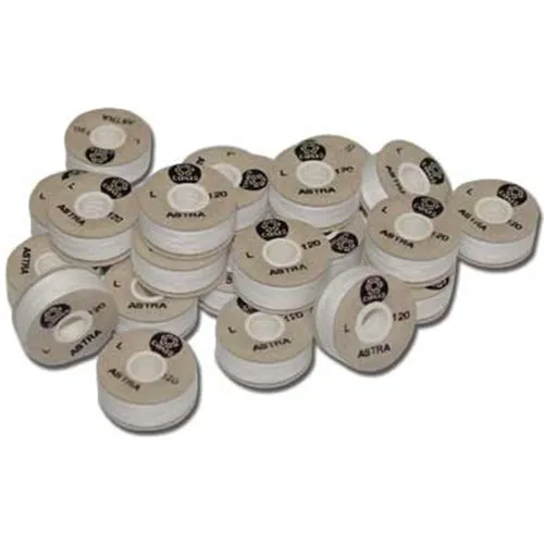 Coats Astra Spun Paper Sided Machine Embroidery Bobbins Size L - White (144 Bobbins)