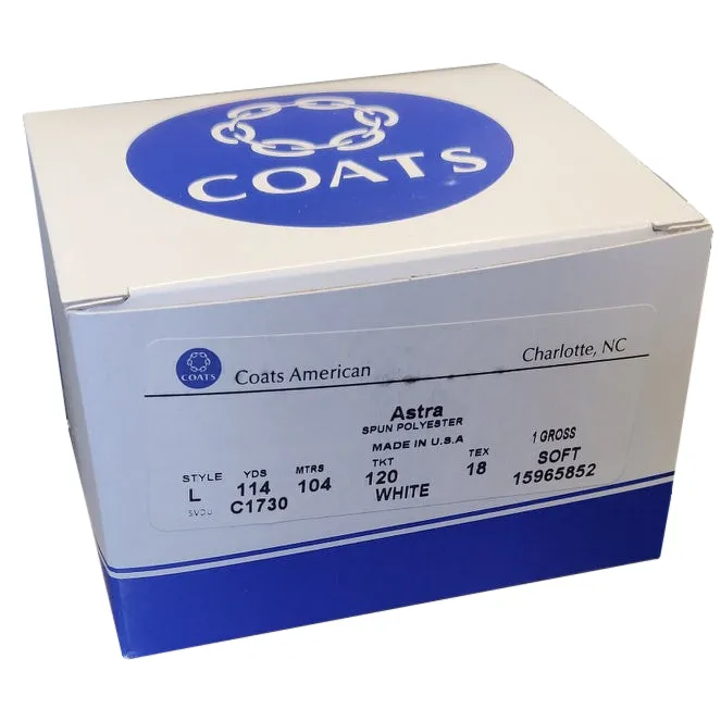 Coats Astra Spun Paper Sided Machine Embroidery Bobbins Size L - White (144 Bobbins)