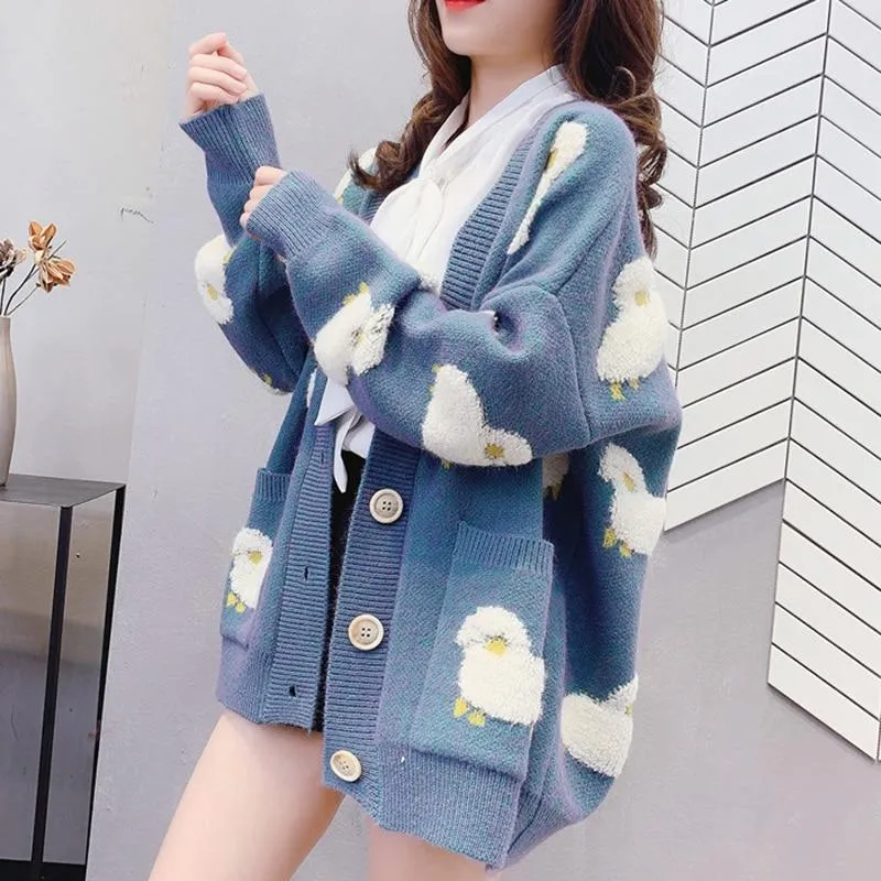 'Counting Sheep' V-Neck Knit Cardigan