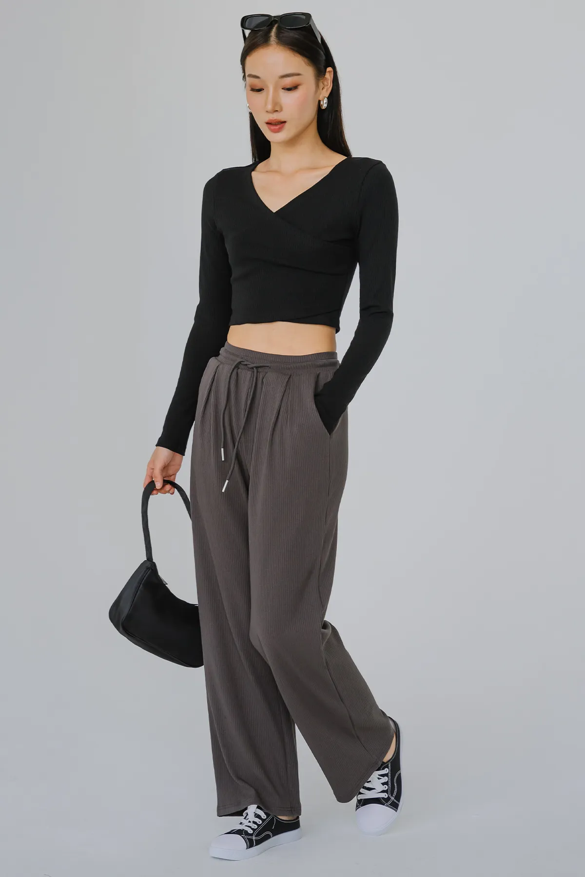 Cozy In Knit Drawstring Pants (Grey)