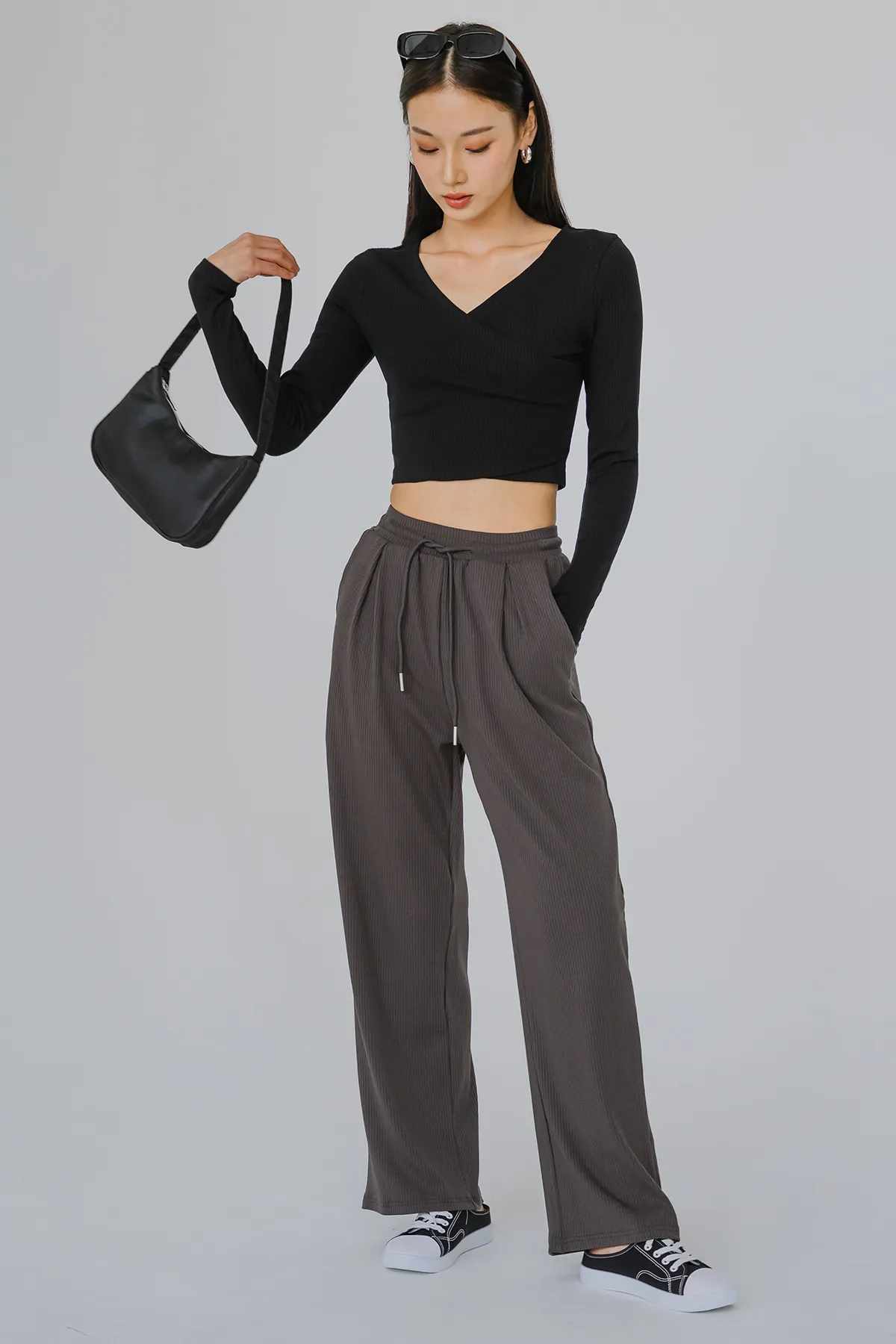 Cozy In Knit Drawstring Pants (Grey)