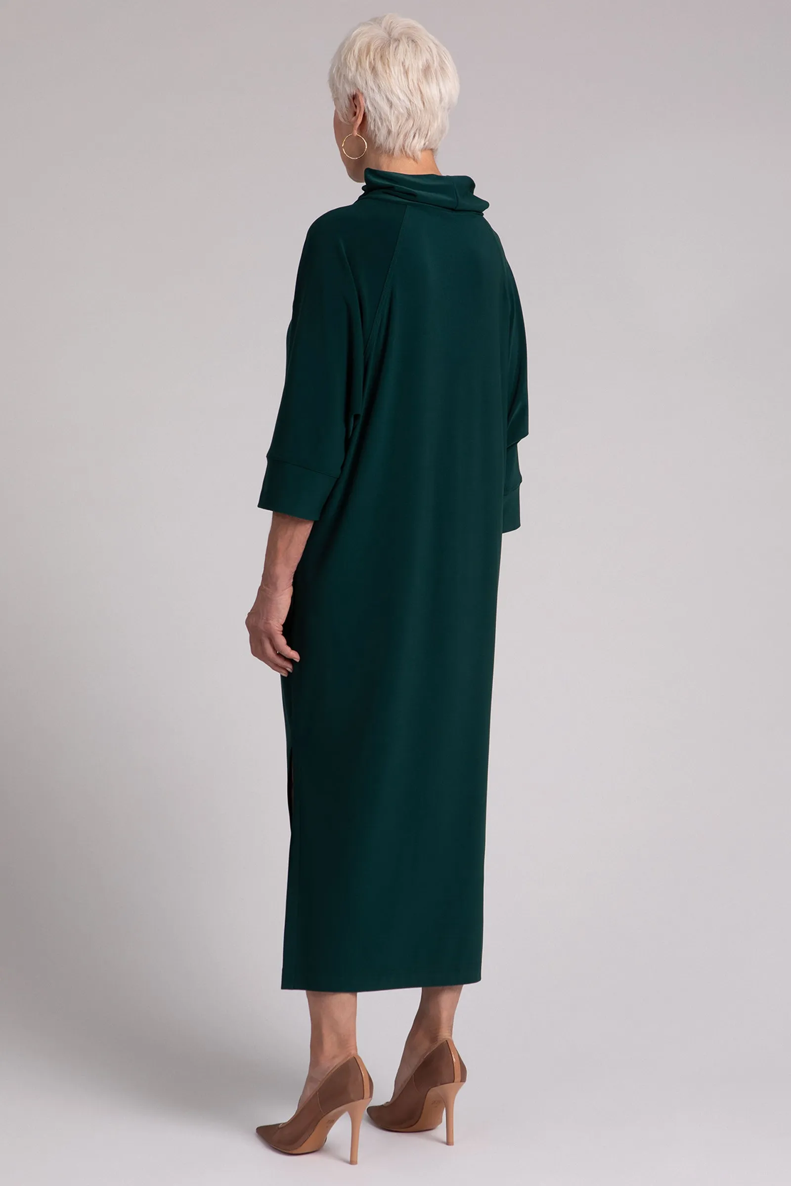 Cozy Raglan Funnel Neck Dress | Evergreen