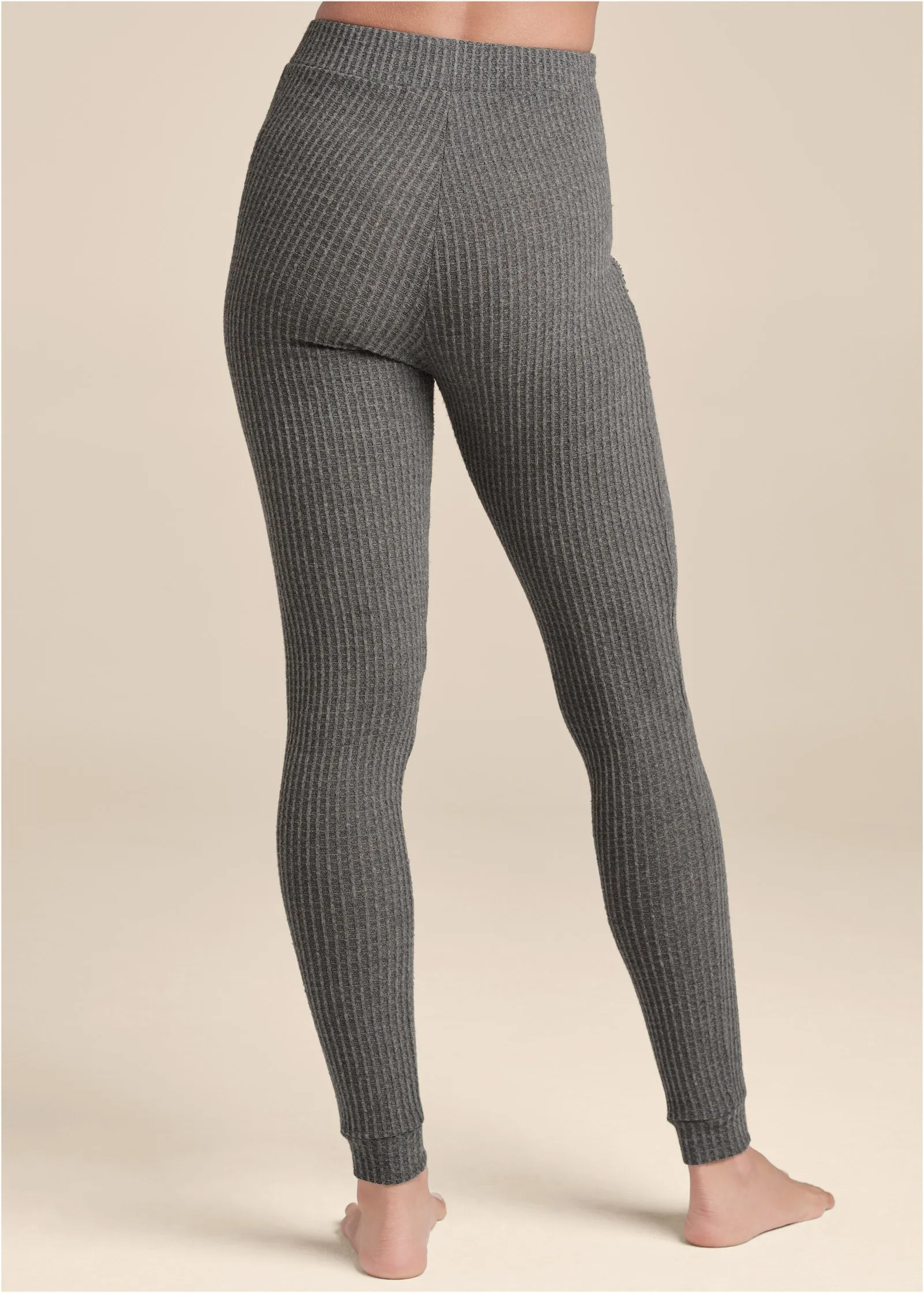 Cozy Sequin Waffle Leggings - Heather Grey