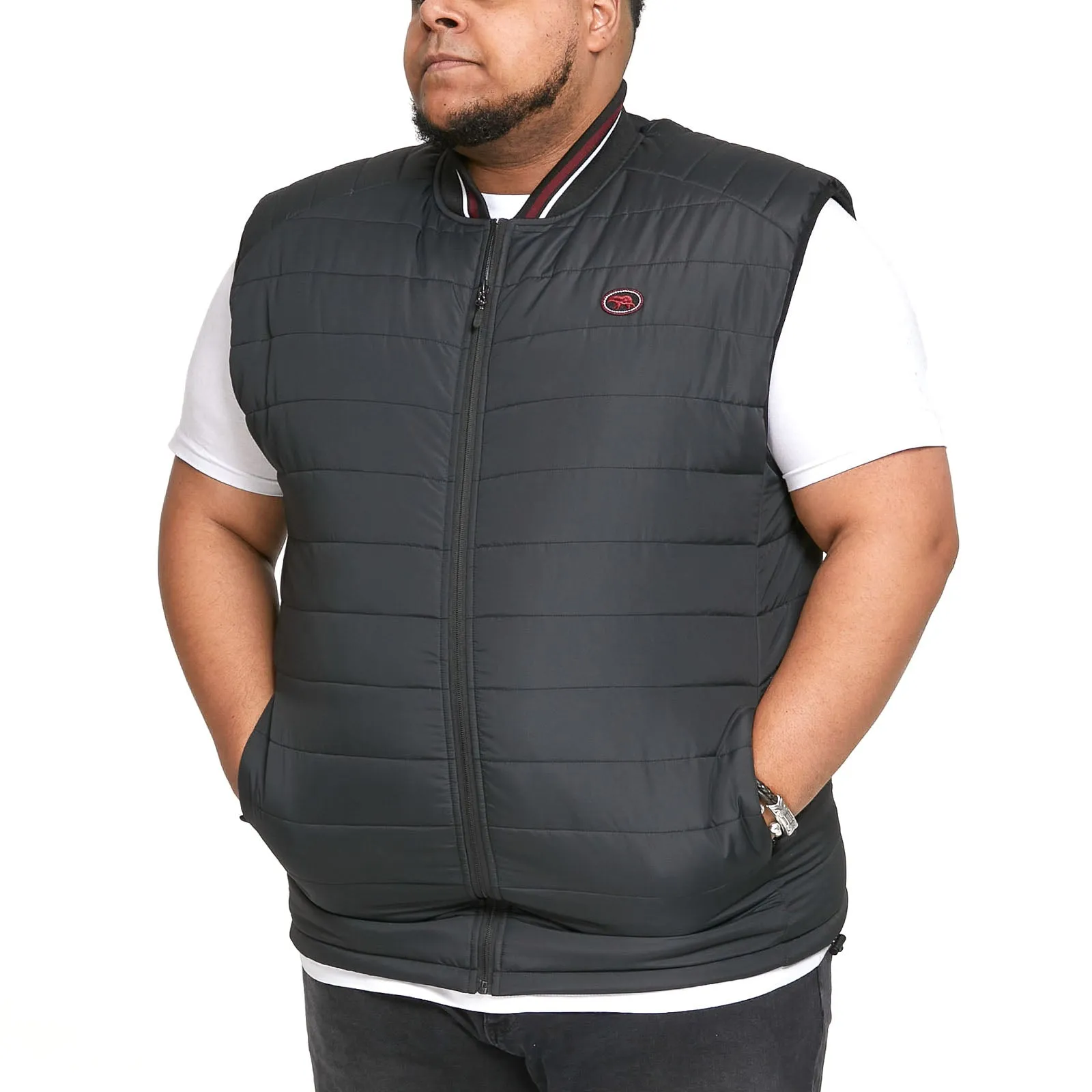 D555 Mens Ralph Big & Tall Padded Puffer Gilet - Black