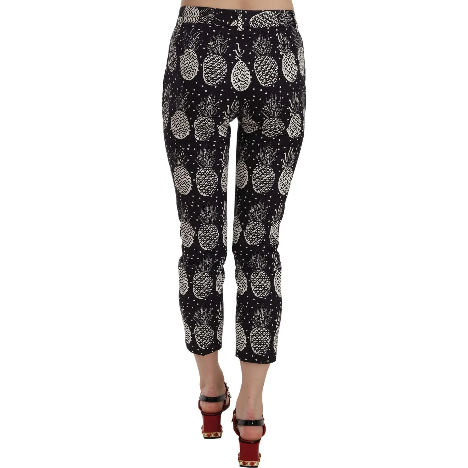 Dolce & Gabbana Chic Black Pineapple Print Skinny Capri Pants