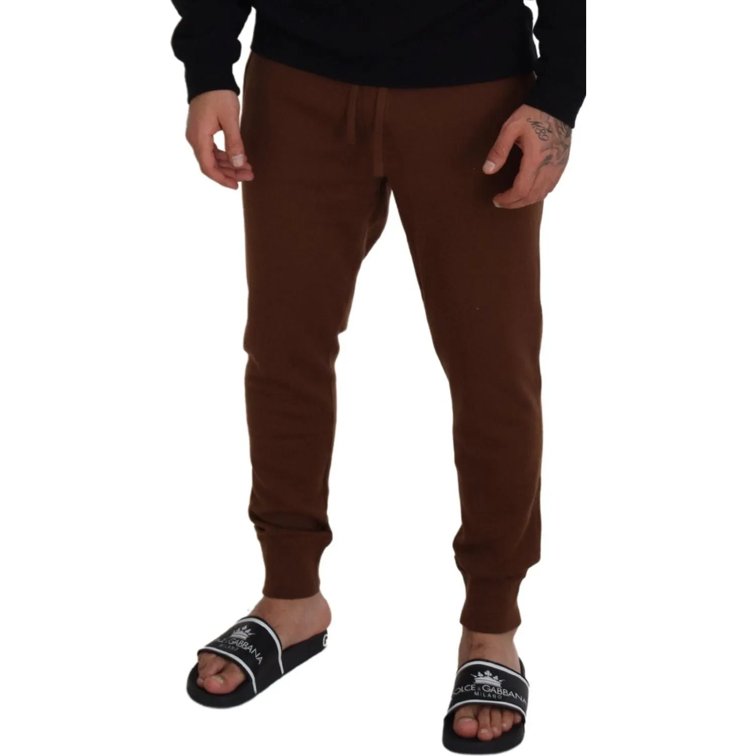 Dolce & Gabbana Elegant Brown Cashmere Jogger Pants