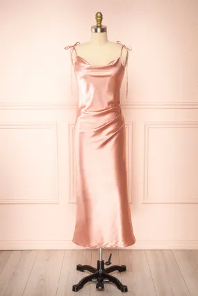 Elyse Pink | Cowl Neck Midi Dress