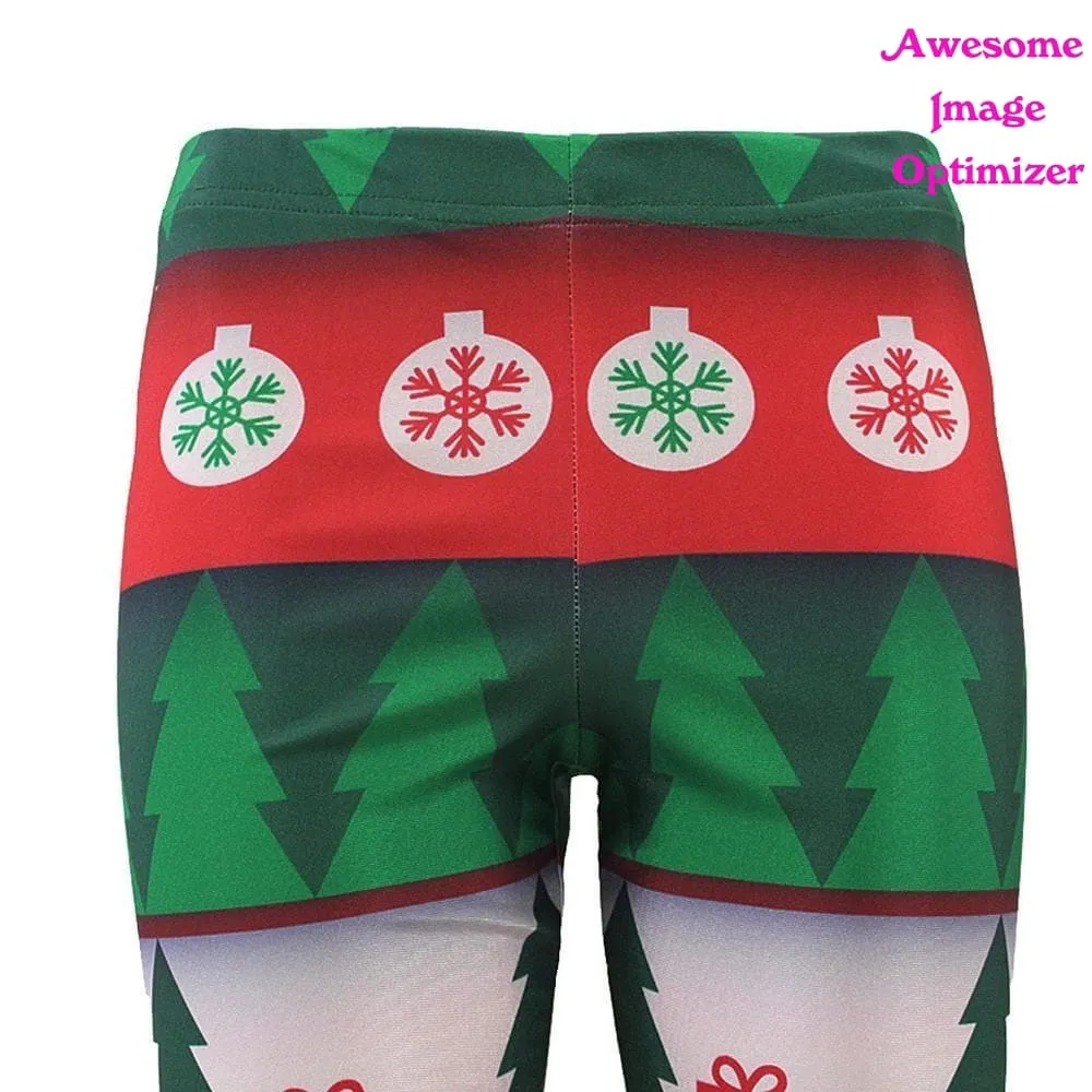 Fashion Women Lady Skinny Christmas Printed Stretchy Pants Leggings