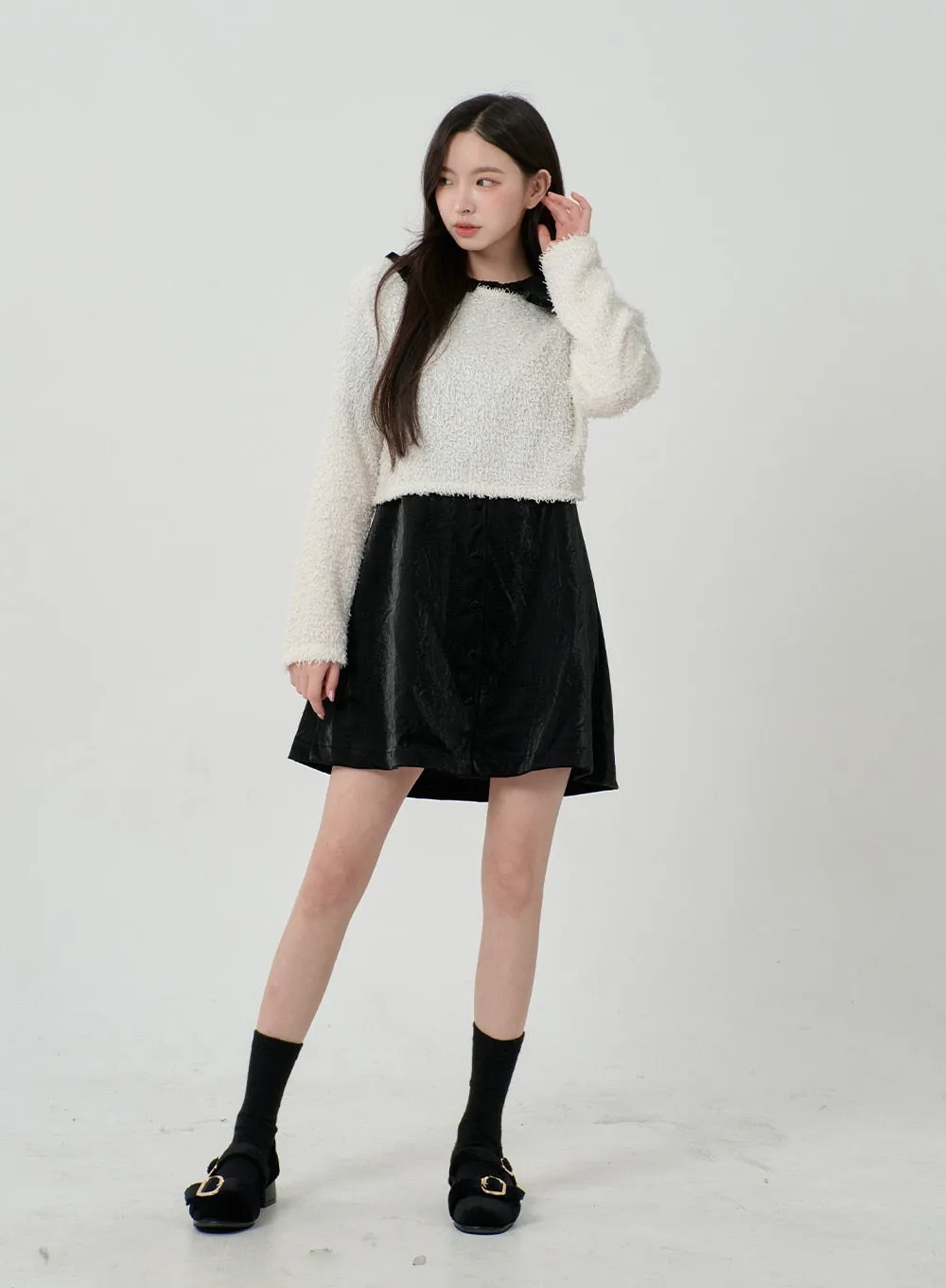 Faux Fur Cropped Knit BD12