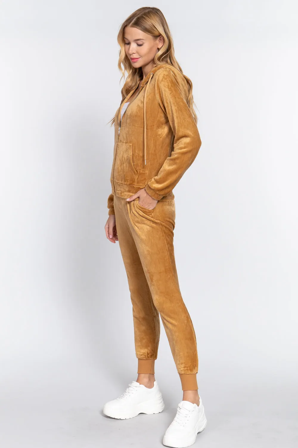 Faux Fur Jacket & Jogger Pants Outfit Set - 9 colors