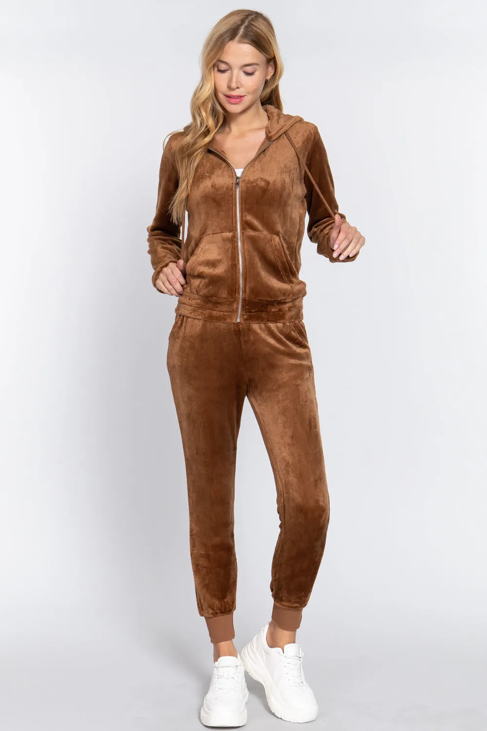 Faux Fur Jacket & Jogger Pants Outfit Set - 9 colors