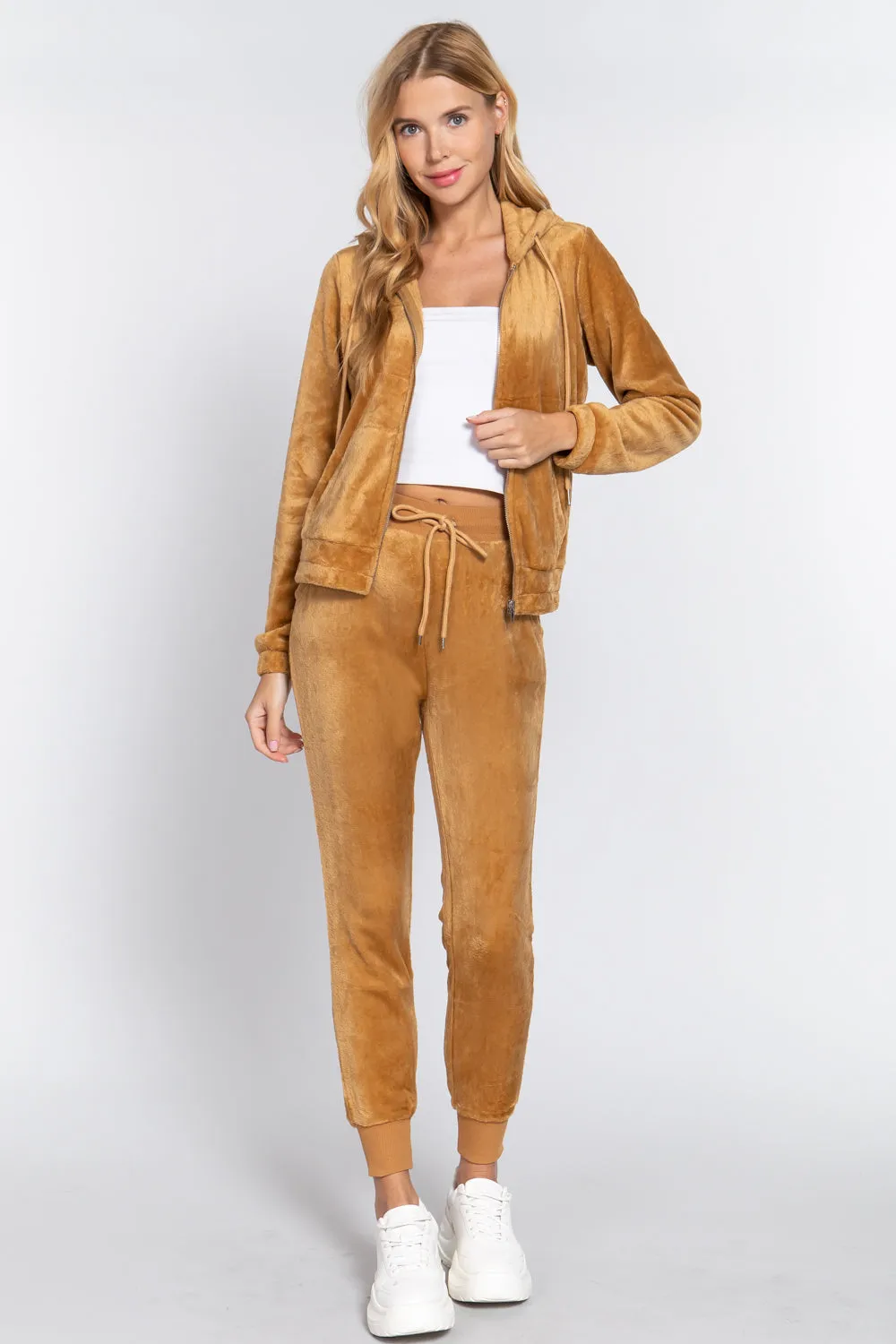 Faux Fur Jacket & Jogger Pants Outfit Set - 9 colors