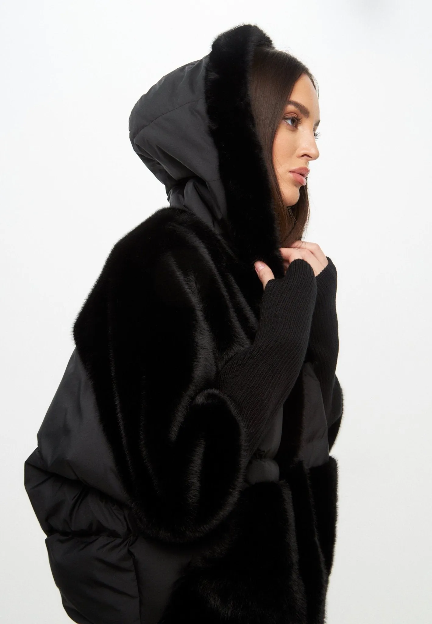 Faux Fur Jacket - Black