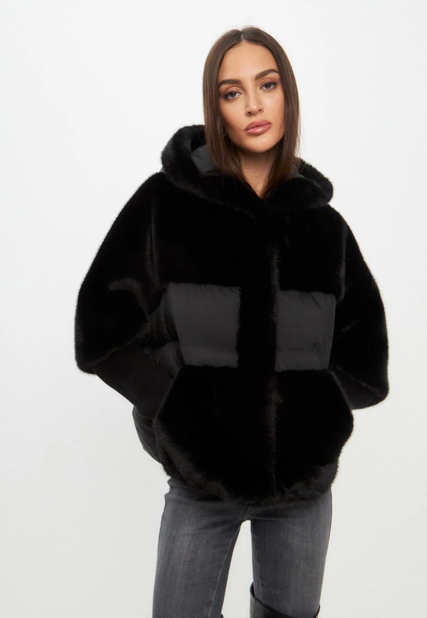 Faux Fur Jacket - Black