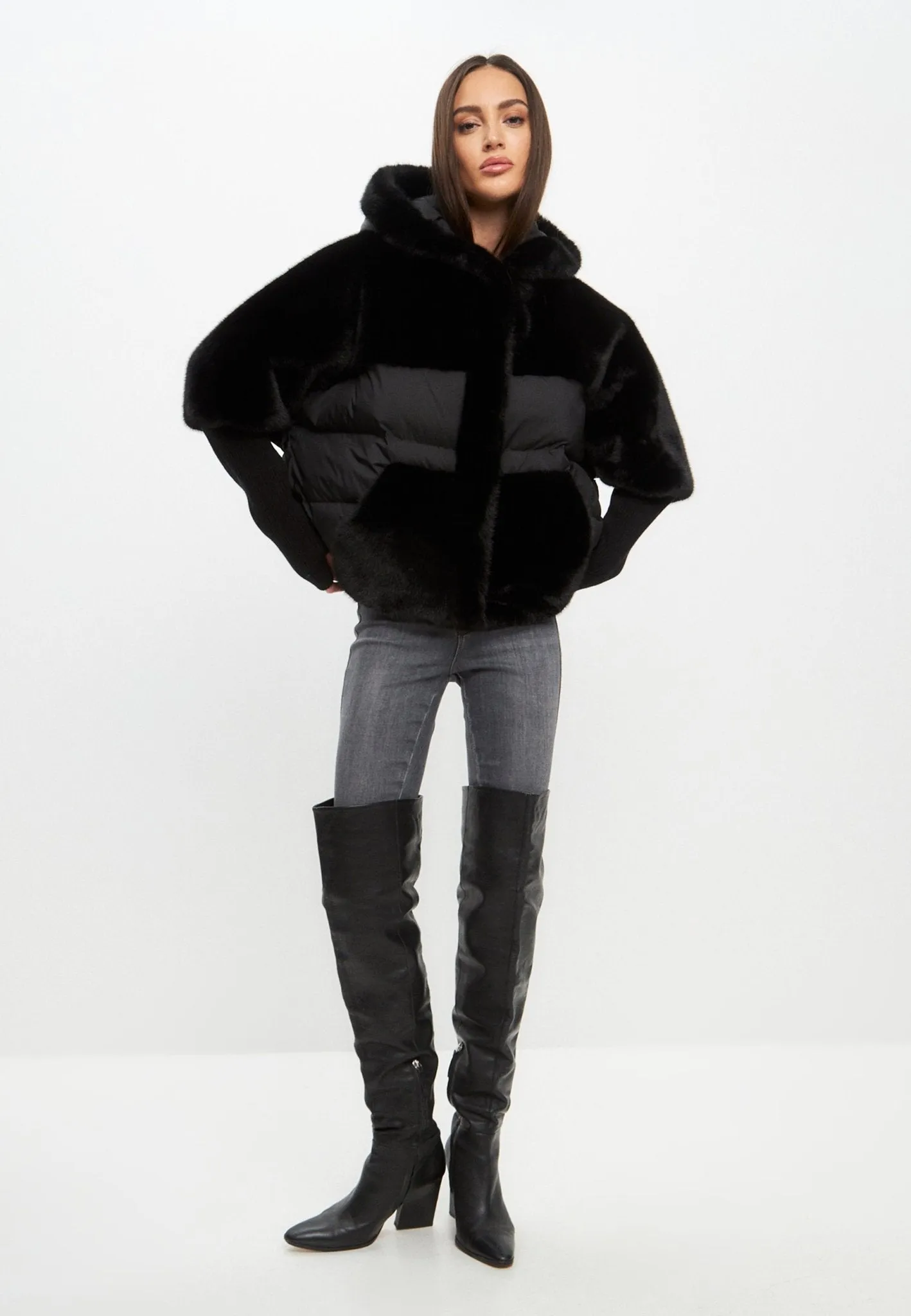 Faux Fur Jacket - Black