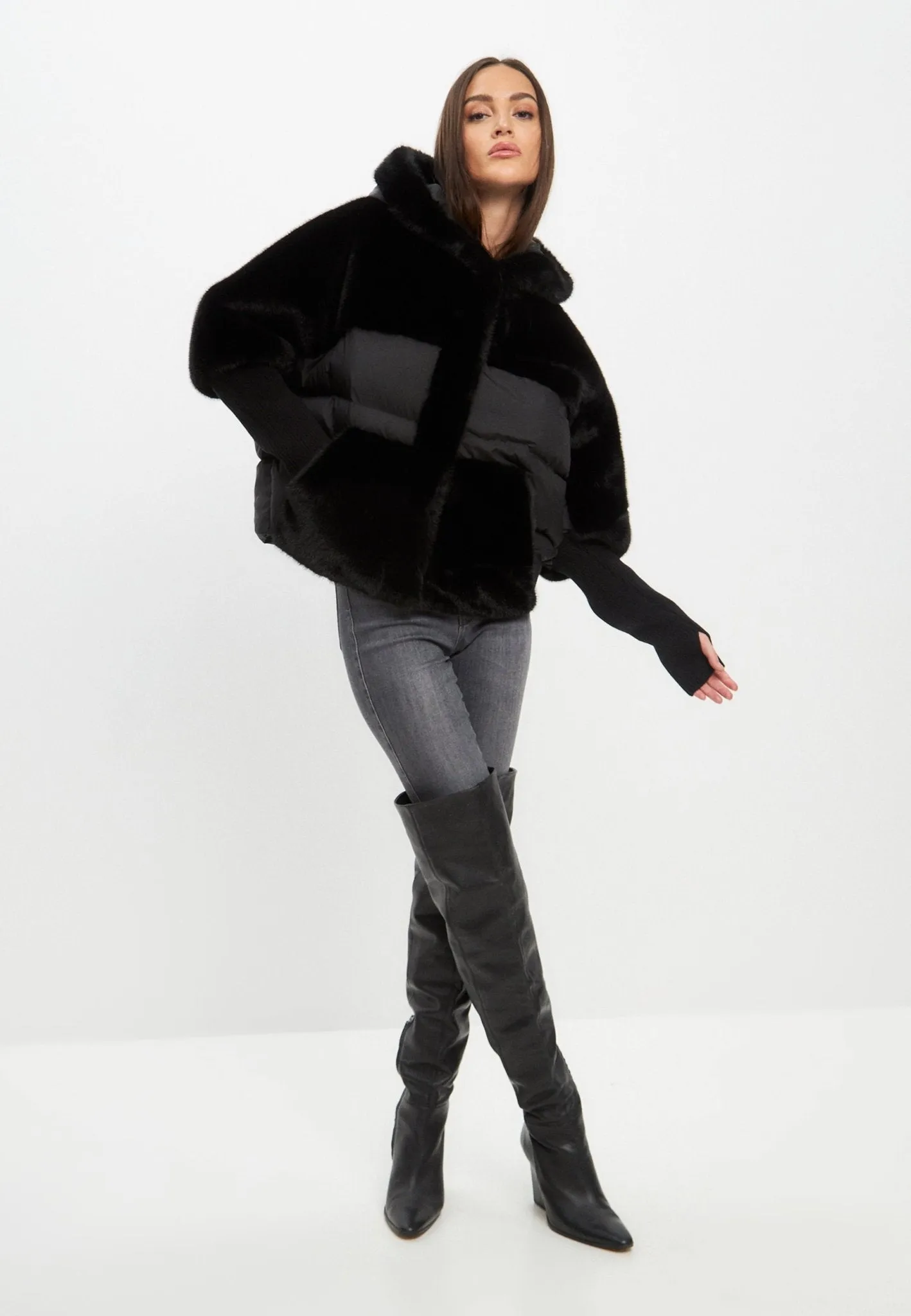 Faux Fur Jacket - Black