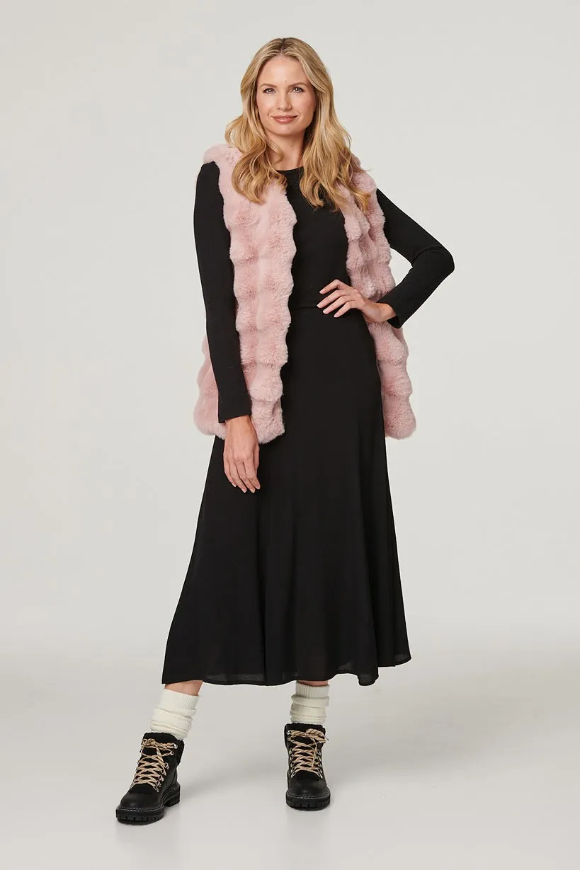 Faux Fur Open Front Longline Gilet