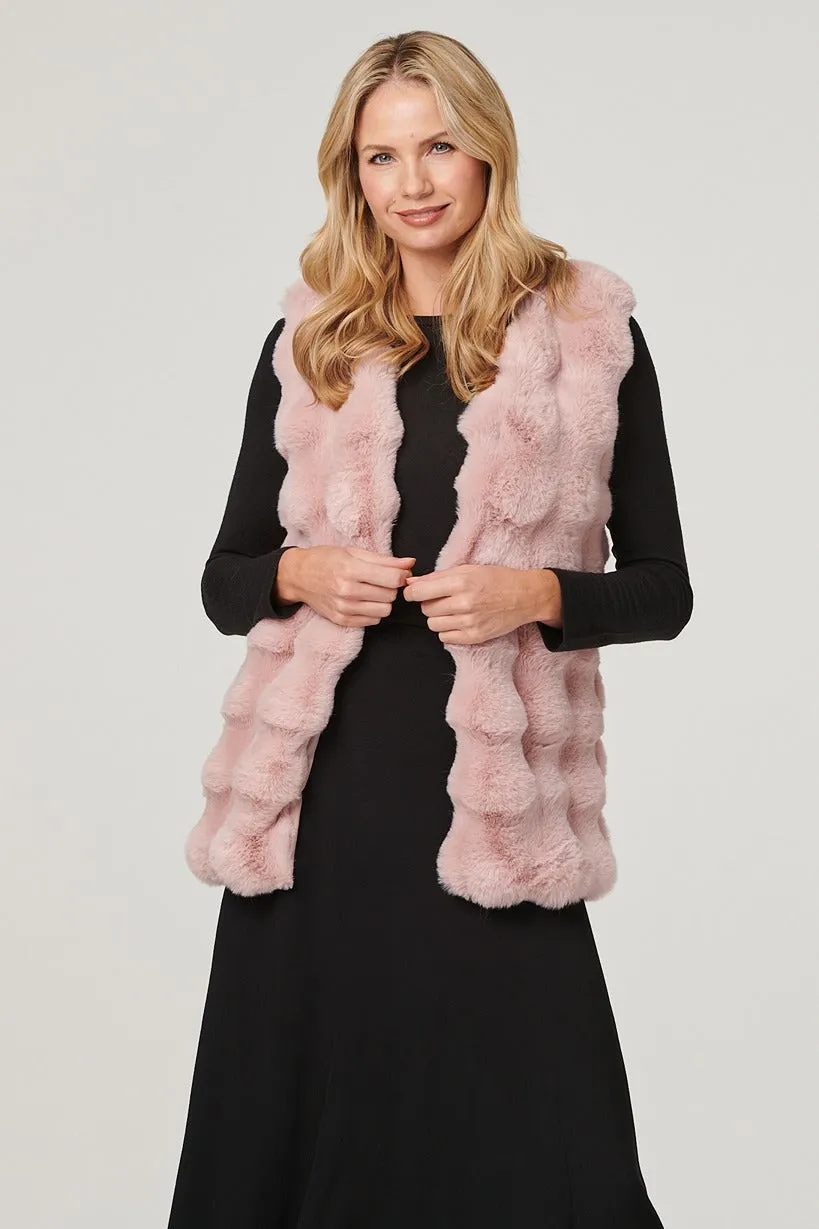 Faux Fur Open Front Longline Gilet