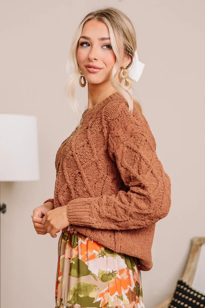 Feel The Sun Cable Knit Sweater | Rust