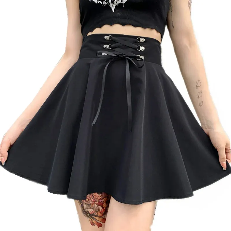 Funki Buys | Skirts | Women's Punk Lace Up Pleated Mini Skirts