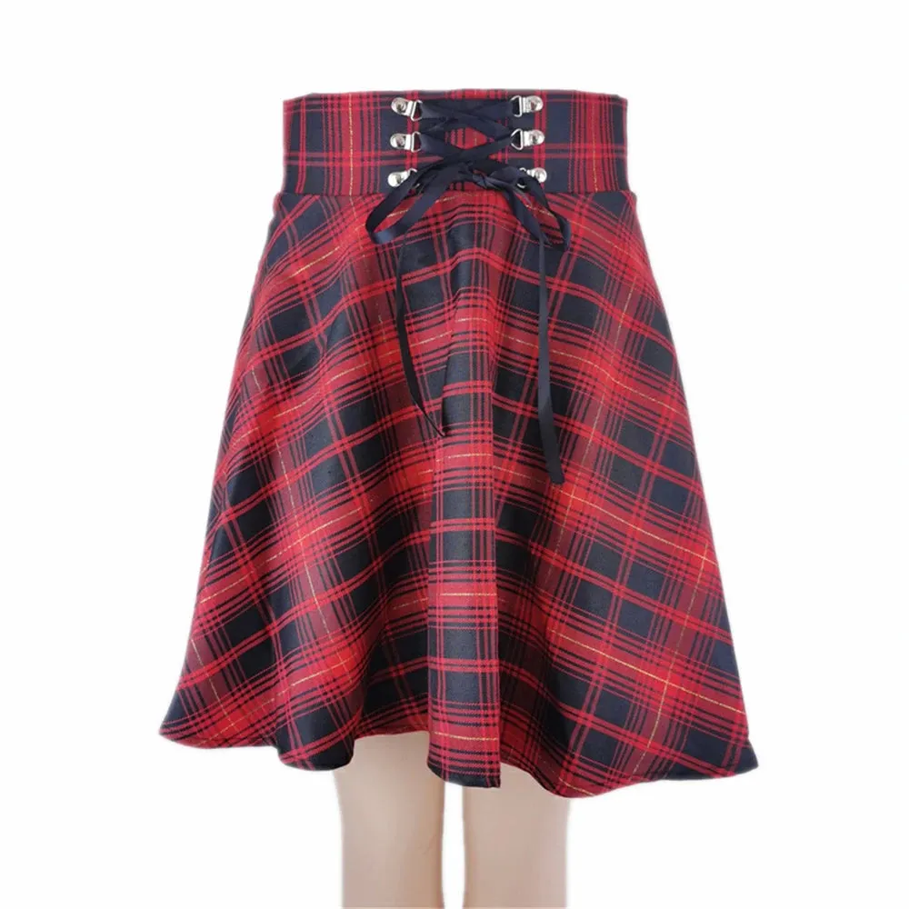 Funki Buys | Skirts | Women's Punk Lace Up Pleated Mini Skirts