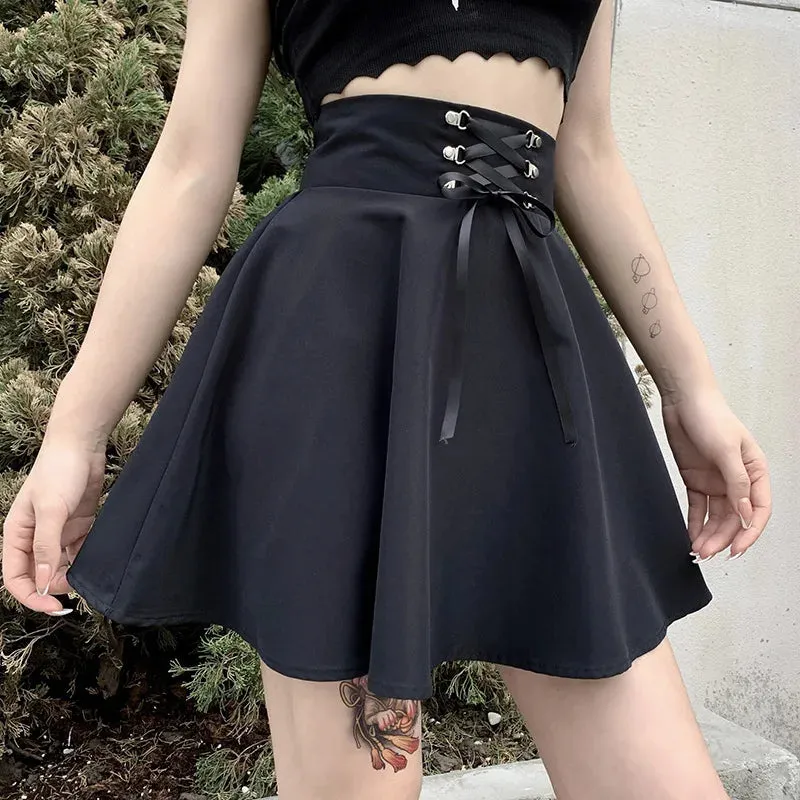 Funki Buys | Skirts | Women's Punk Lace Up Pleated Mini Skirts