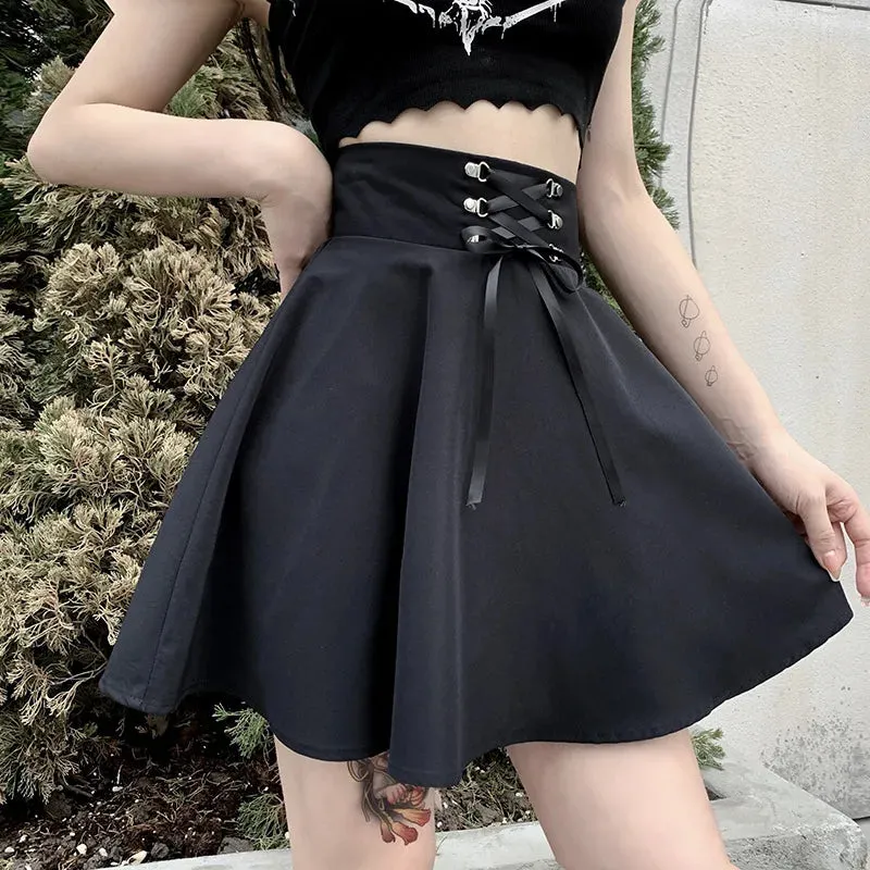 Funki Buys | Skirts | Women's Punk Lace Up Pleated Mini Skirts