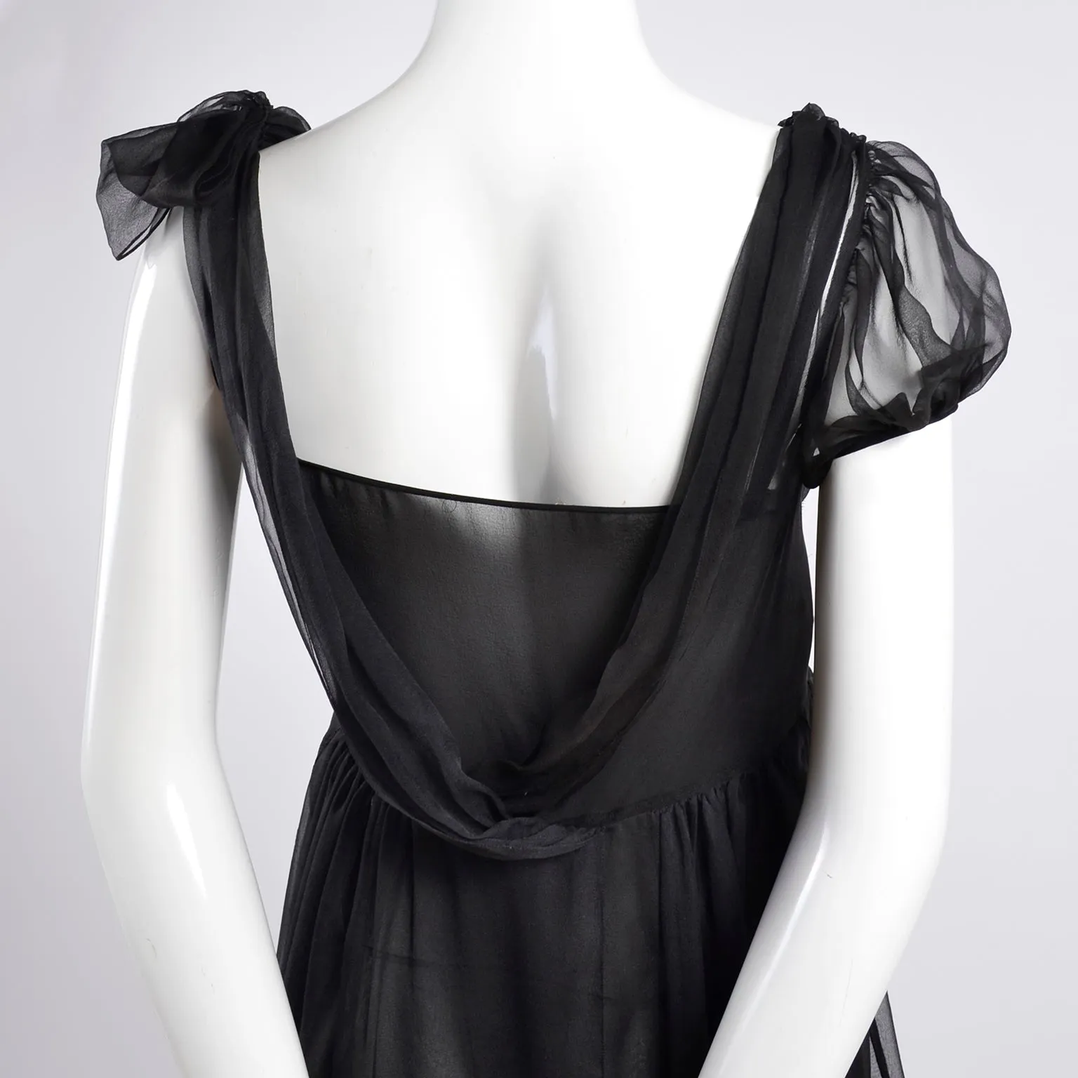 F/W 2006 John Galliano Black Silk Dress w/ Sheer Overlay & Empire Waist