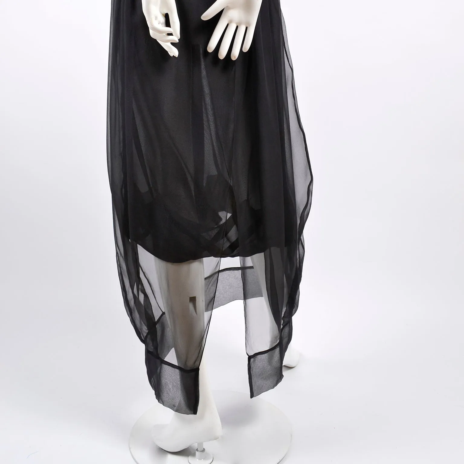 F/W 2006 John Galliano Black Silk Dress w/ Sheer Overlay & Empire Waist