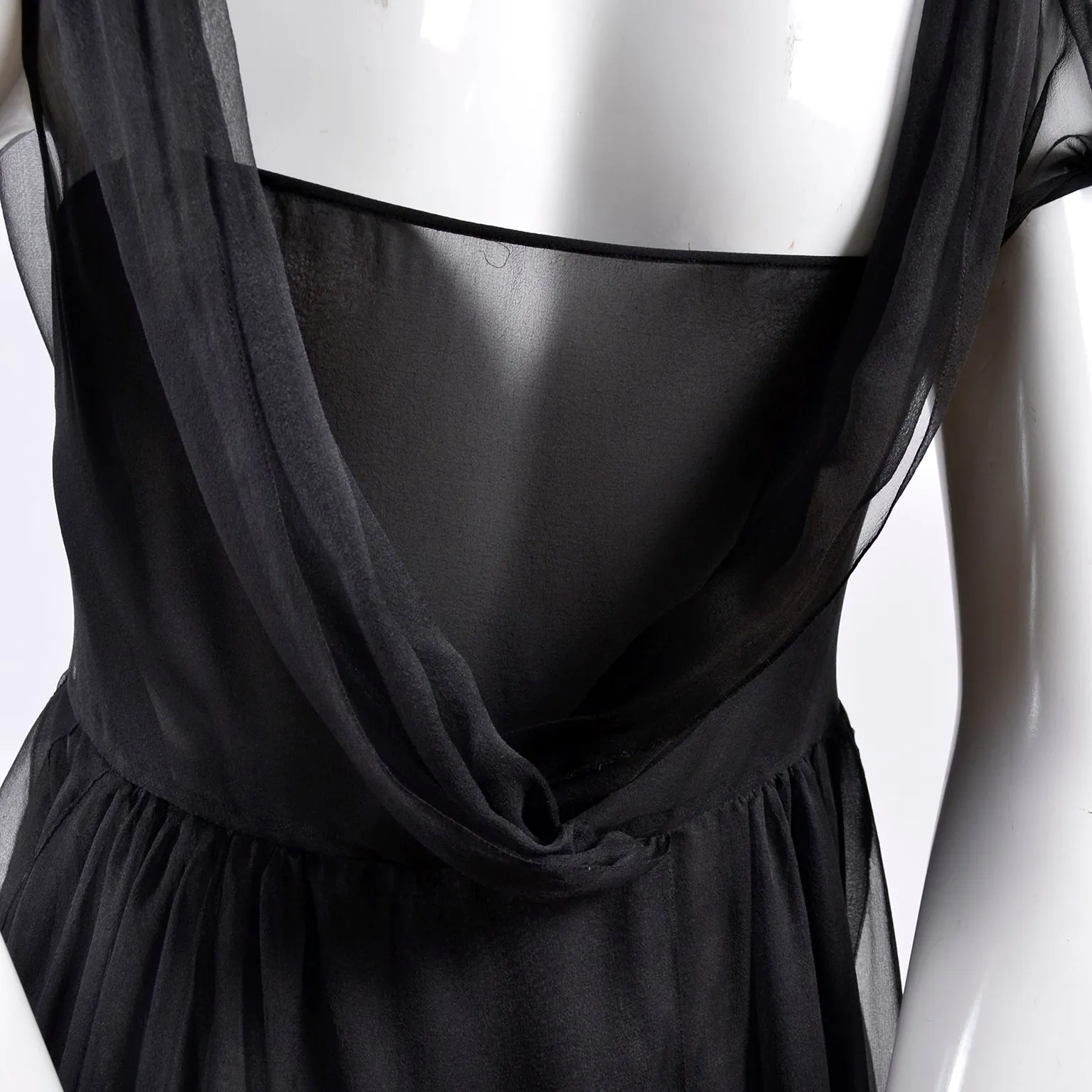 F/W 2006 John Galliano Black Silk Dress w/ Sheer Overlay & Empire Waist