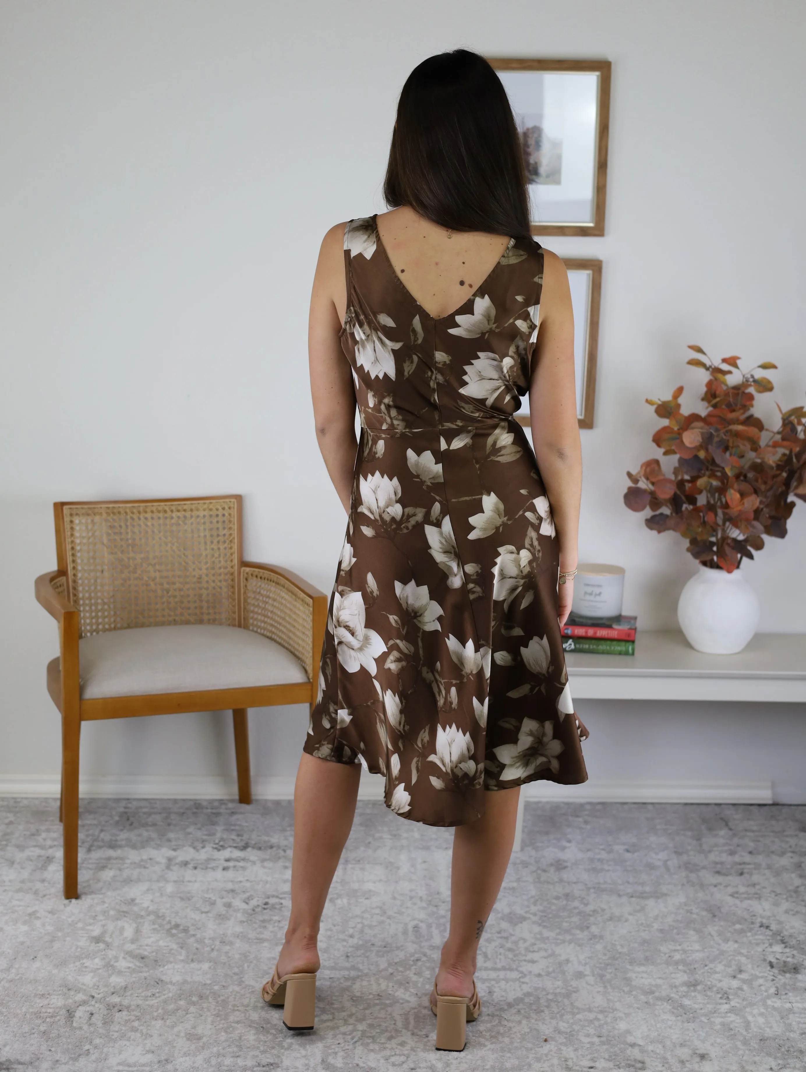 Garden Cowl Neck Midi Dress