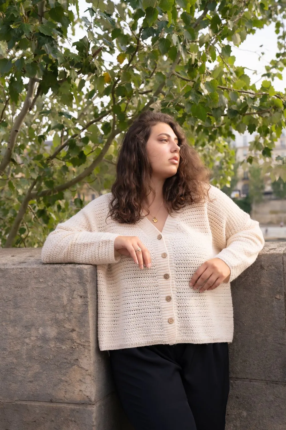 Gilet en laine et coton tressé