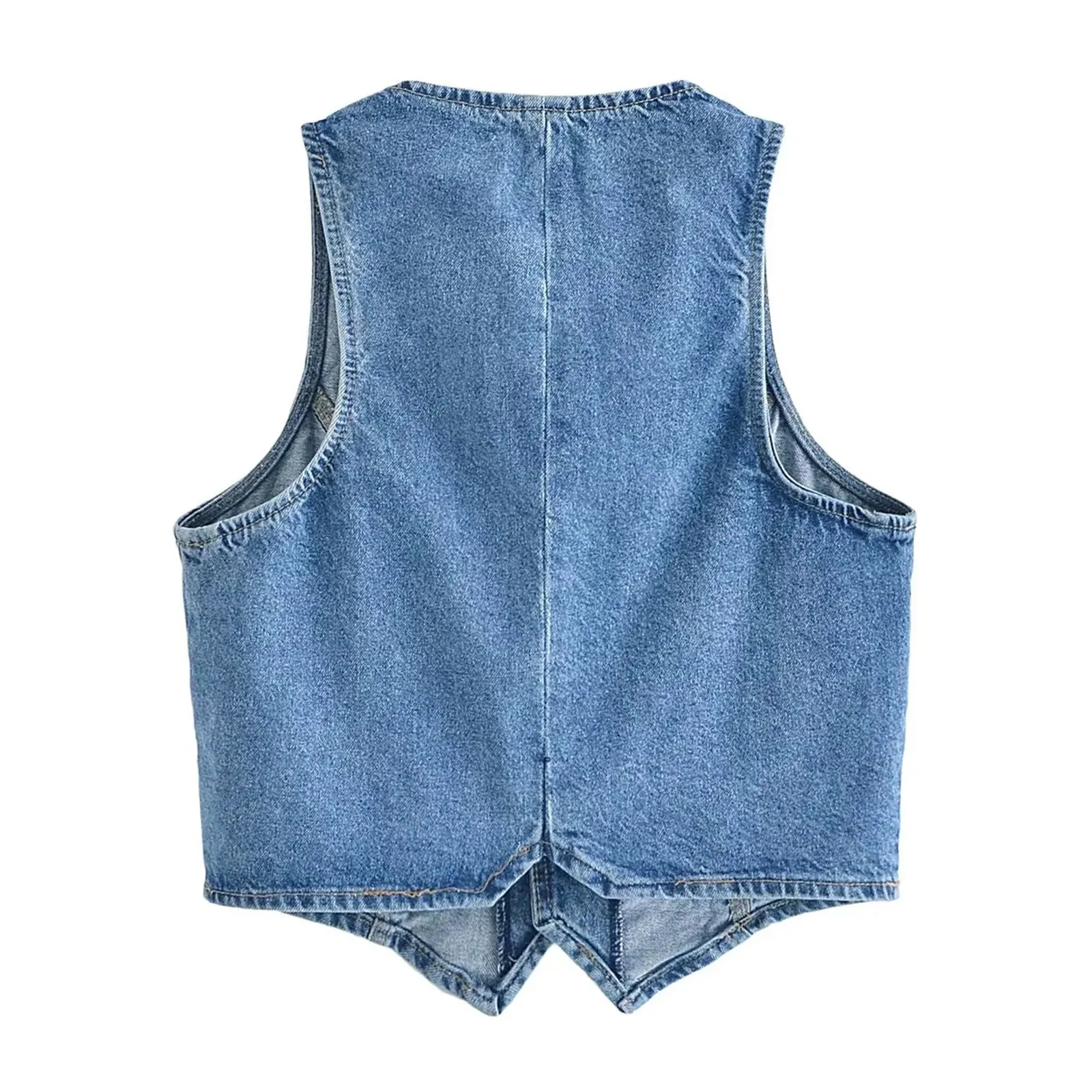 Girlary Women Denim Vest Sleeveless Crop Tops Button Denim Gilet Jacket Casual V Neck Jean Waistcoat Y2K Streetwear