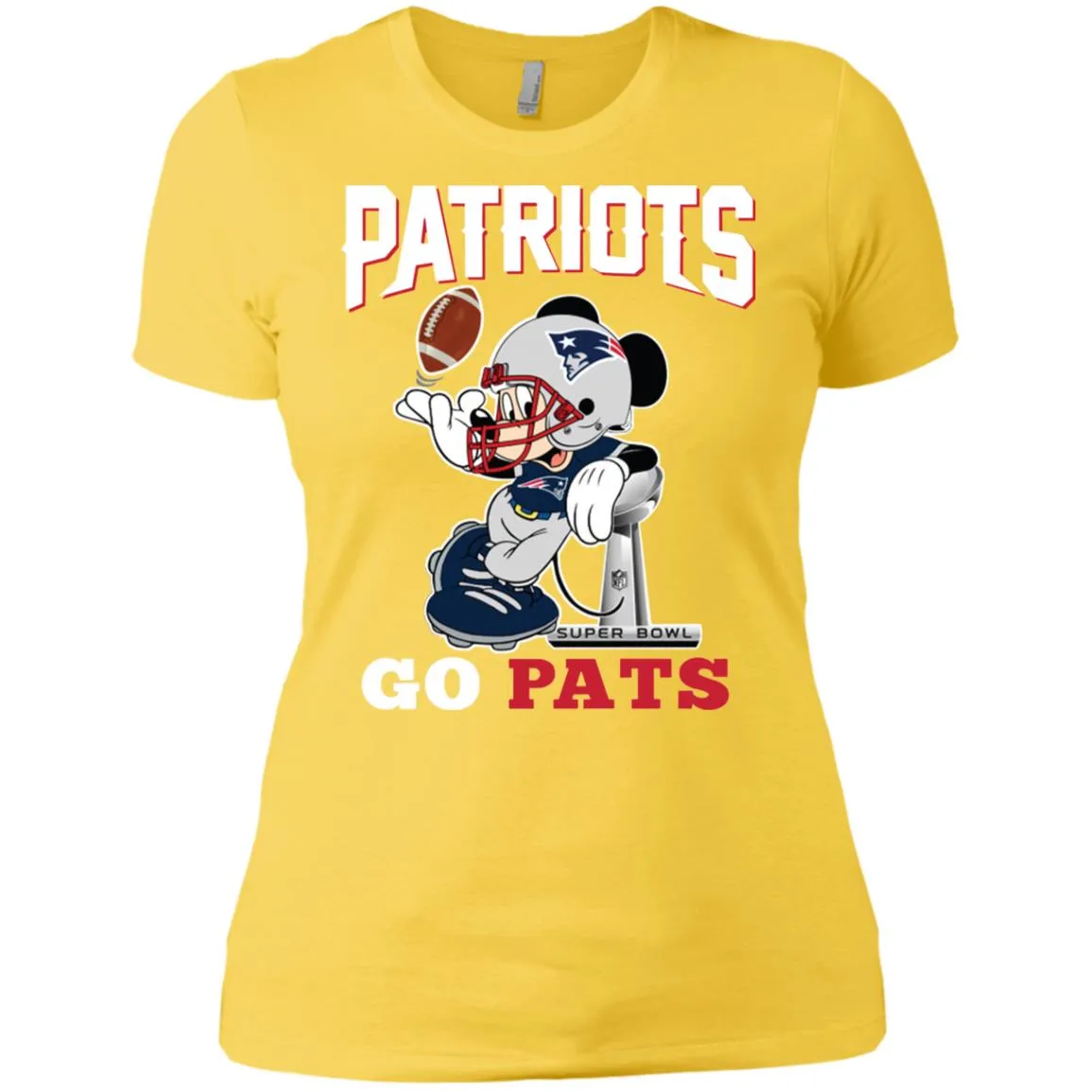 Go Pats - New England Patriots Super Bowl 2019 Mickey Mouse Football Nfl Women Cotton T-Shirt