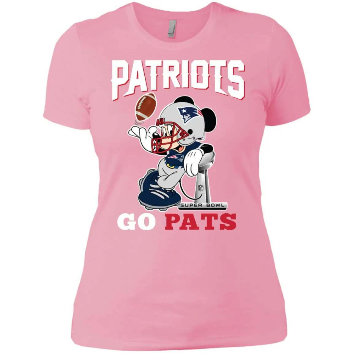 Go Pats - New England Patriots Super Bowl 2019 Mickey Mouse Football Nfl Women Cotton T-Shirt