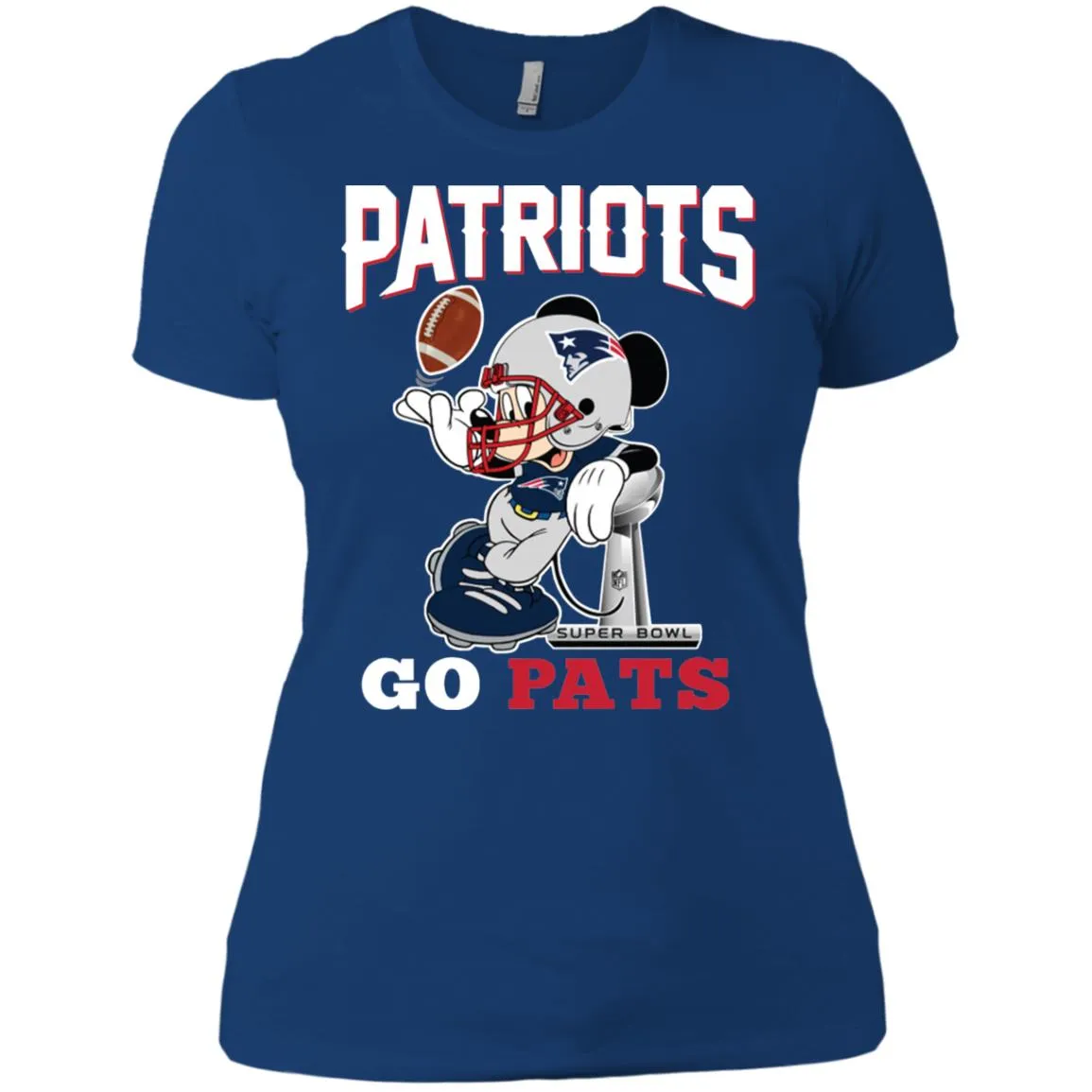 Go Pats - New England Patriots Super Bowl 2019 Mickey Mouse Football Nfl Women Cotton T-Shirt