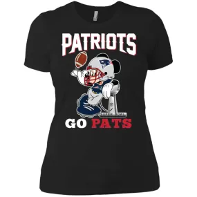 Go Pats - New England Patriots Super Bowl 2019 Mickey Mouse Football Nfl Women Cotton T-Shirt