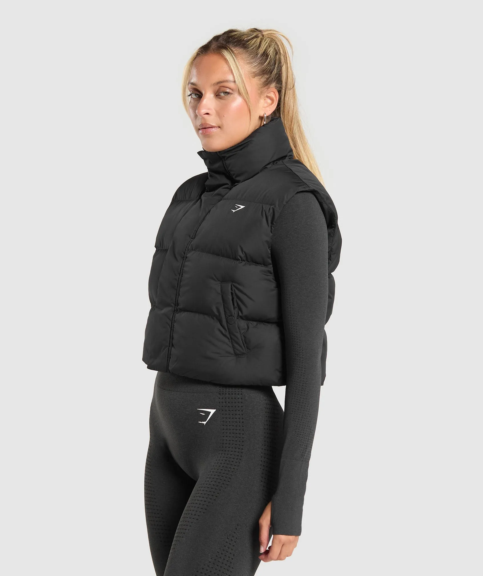 Gymshark Cropped Midi Gilet - Black