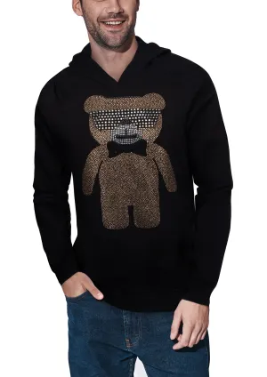 Heads or Tails Men's Bling Rhinestone Bear Midweight Hoodie