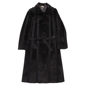 HETTABRETZ Black Suede Leather Knit Belted Women's Coat US 8 10