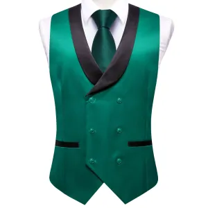 Hi-Tie Sacramento State Green Double Breasted Black Shawl Lapel Vest