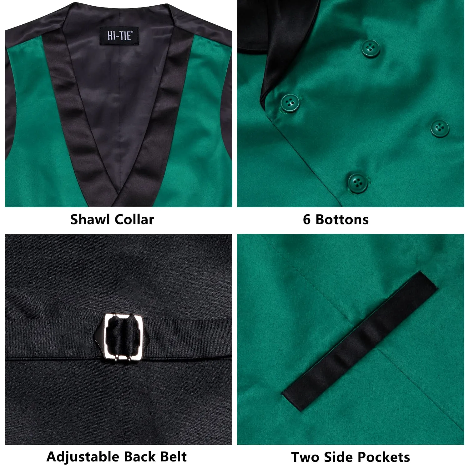 Hi-Tie Sacramento State Green Double Breasted Black Shawl Lapel Vest