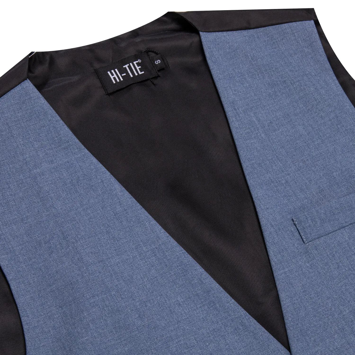 Hi-Tie Wedding Waistcoat Haze Blue Solid Silk Style Men's Single Vest