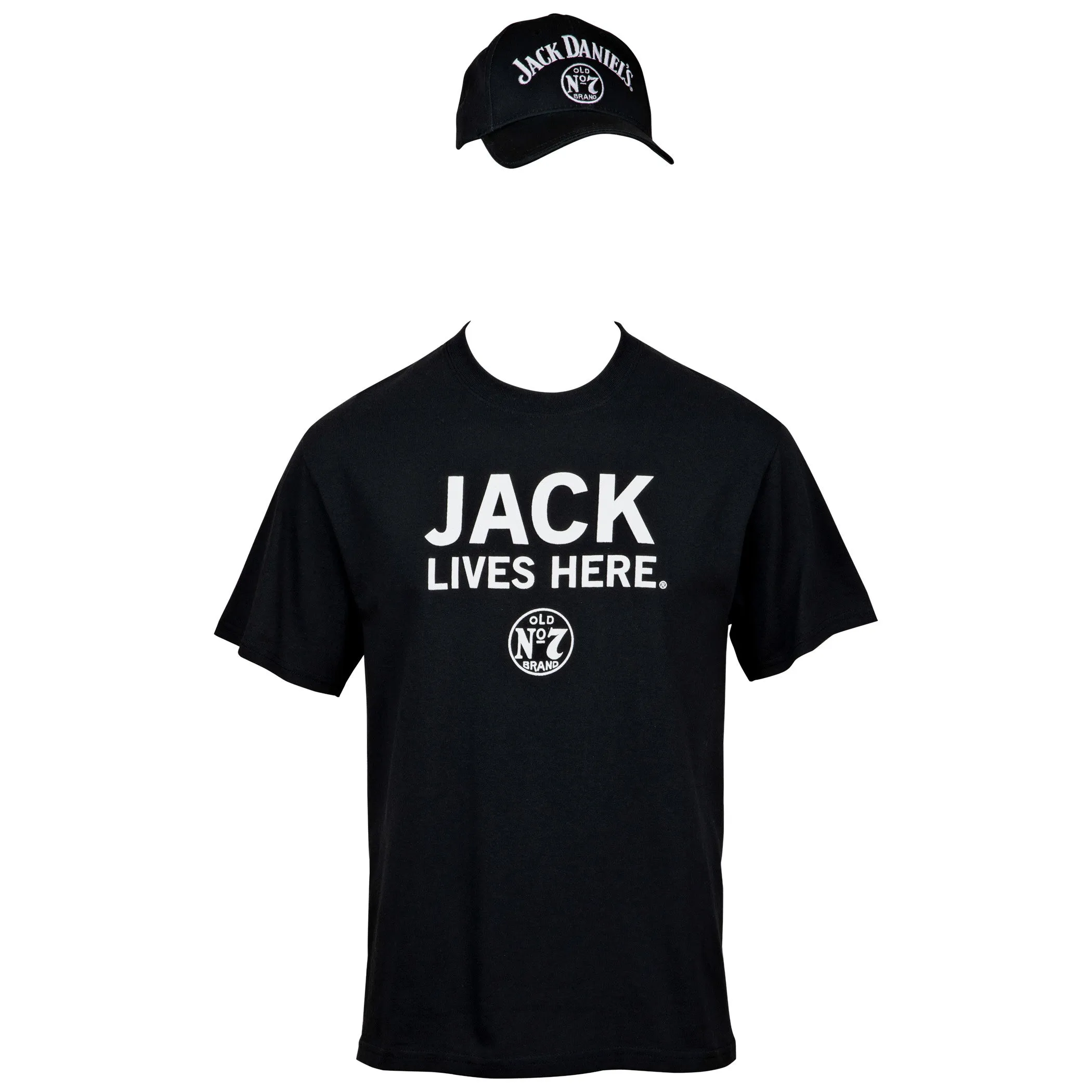 Jack Daniel's Jack Lives Here T-Shirt & Old No. 7 Brand Hat Combo