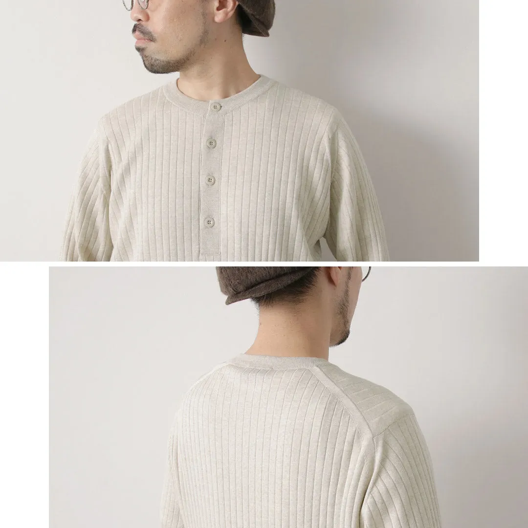 JOHN SMEDLEY / A4713 30G Henry Neck Ribbed Sweater