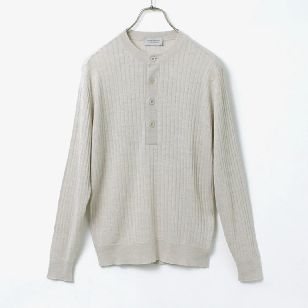 JOHN SMEDLEY / A4713 30G Henry Neck Ribbed Sweater